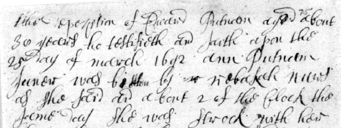 Sample of Hand of Edward Putnam