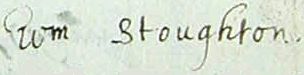 Sample of Signature of William Stoughton