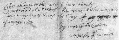 Sample of Hand of John Ballard